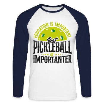 Pickleball Education Is Important - Unisex Baseballshirt langarm - Weiß/Navy - Vorne - Nik (191cm)