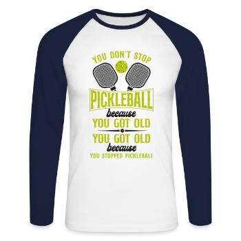 Pickleball Grandma Grandpa You - Unisex Long Sleeve Baseball T-Shirt - white/navy - Front - Nik (191cm)