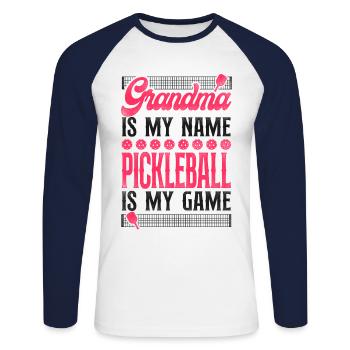 Pickleball Grandma Grandma Is My - Unisex Baseballshirt langarm - Weiß/Navy - Vorne - Nik (191cm)
