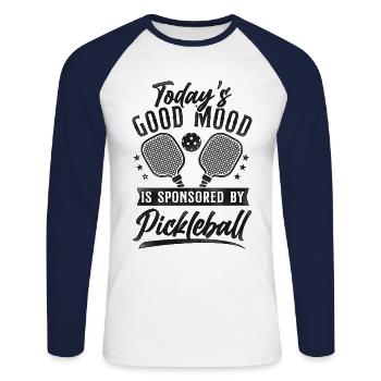 Pickleball Today's Good Mood Is - Unisex Baseballshirt langarm - Weiß/Navy - Vorne - Nik (191cm)