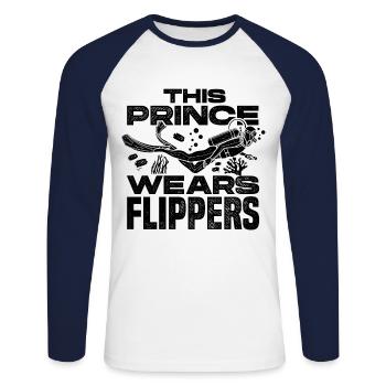 This Prince Wears Flippers Diver Scuba Diver Divin - Unisex Baseballshirt langarm - Weiß/Navy - Vorne - Nik (191cm)