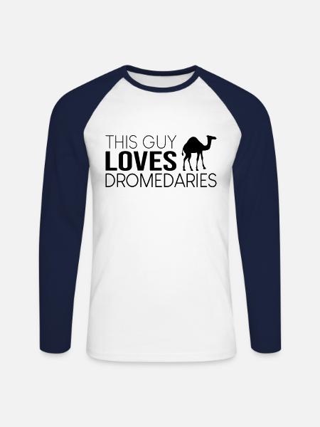 This guy loves dromedaries - Unisex Long Sleeve Baseball T-Shirt - white/navy
