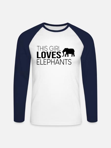 This guy loves elephants - Unisex Long Sleeve Baseball T-Shirt - white/navy