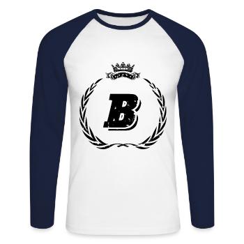 B Buchstabe Kranz - Unisex Baseballshirt langarm - Weiß/Navy - Vorne - Nik (191cm)