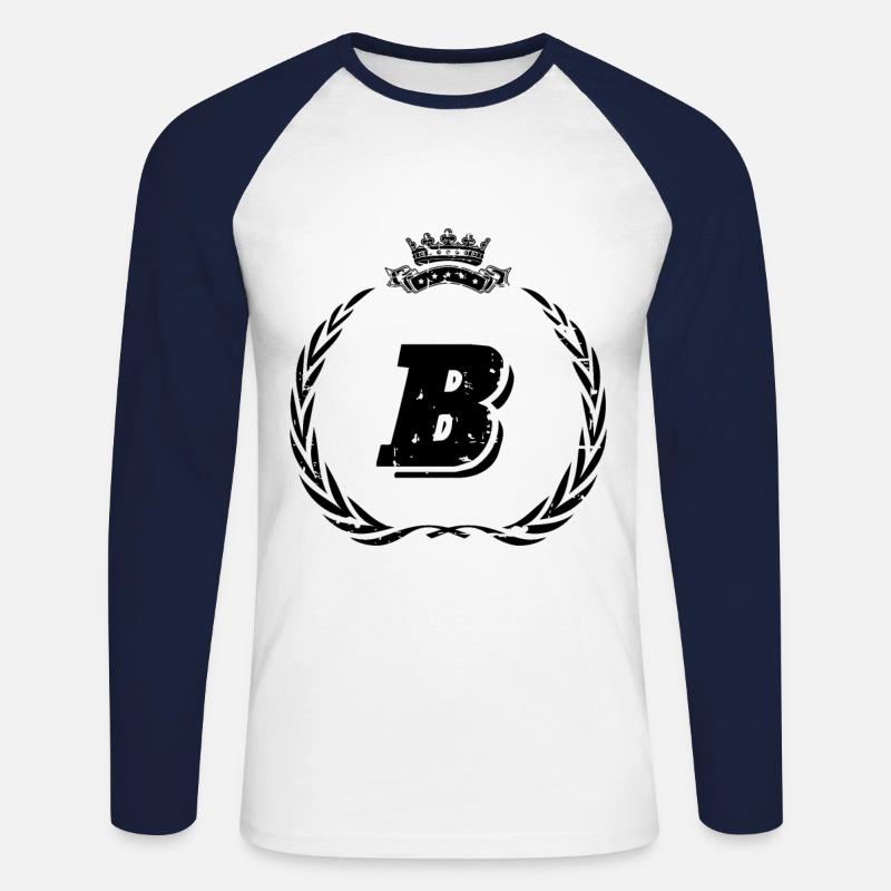 B Buchstabe Kranz - Unisex Baseballshirt langarm - Weiß/Navy