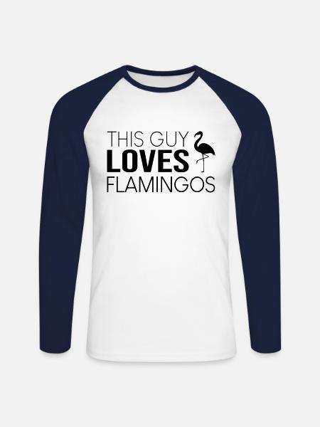 This guy loves flamingos - Unisex Long Sleeve Baseball T-Shirt - white/navy