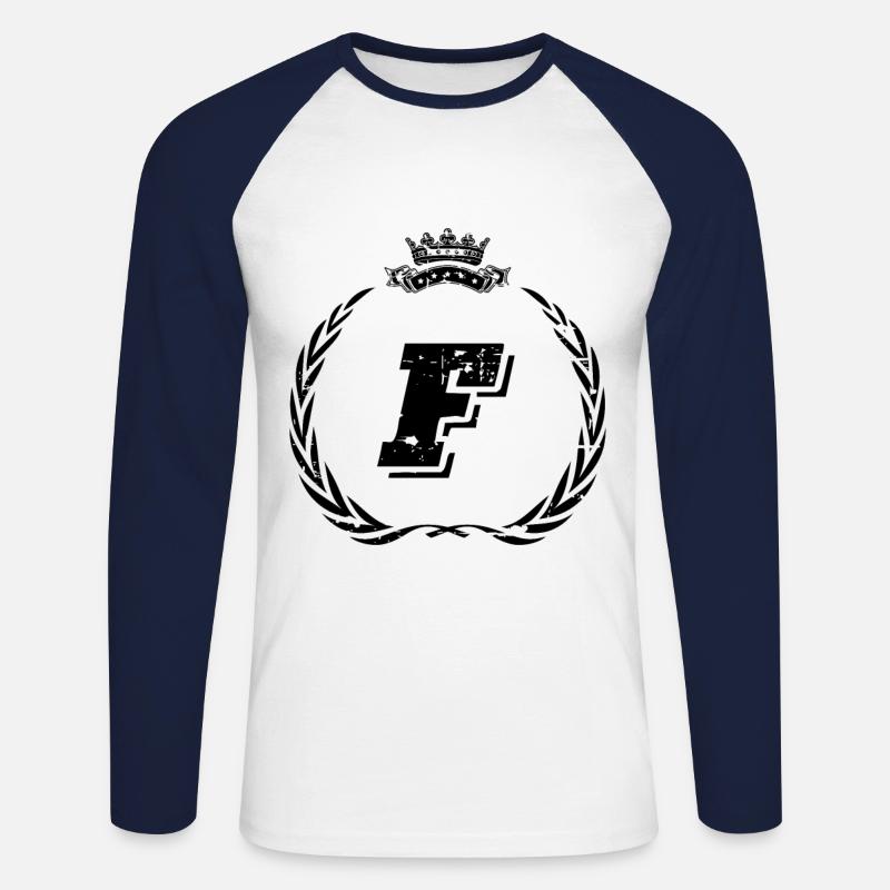F Buchstabe Kranz - Unisex Baseballshirt langarm - Weiß/Navy