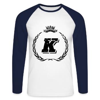 K Buchstabe Kranz - Unisex Baseballshirt langarm - Weiß/Navy - Vorne - Nik (191cm)