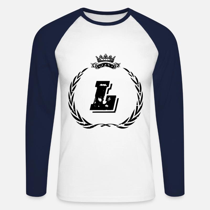 L Buchstabe Kranz - Unisex Baseballshirt langarm - Weiß/Navy