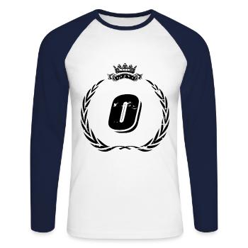 O couronne de lettres - T-shirt baseball manches longues Homme - blanc/marine - Devant - Nik (191cm)