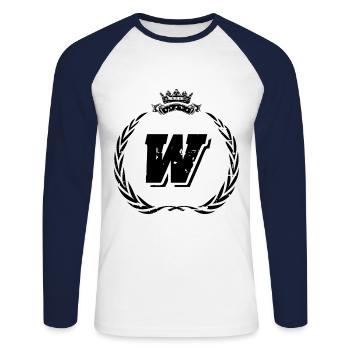 Couronne de lettre W - T-shirt baseball manches longues Homme - blanc/marine - Devant - Nik (191cm)