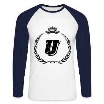 U Buchstabe Kranz - Unisex Baseballshirt langarm - Weiß/Navy - Vorne - Nik (191cm)
