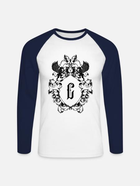C Buchstabe Wappen - Unisex Baseballshirt langarm - Weiß/Navy
