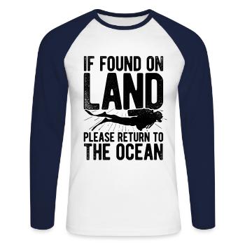 If Found On Land Please Return To The Ocean Scuba - Unisex Baseballshirt langarm - Weiß/Navy - Vorne - Nik (191cm)