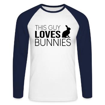 Typ Hase Spruch - Unisex Baseballshirt langarm - Weiß/Navy - Vorne - Nik (191cm)