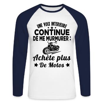 une voix intérieure continue de me murmurer achète - T-shirt baseball manches longues Homme - blanc/marine - Devant - Nik (191cm)