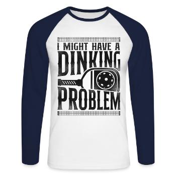 Pickleball Pun I Might Have A - Unisex Long Sleeve Baseball T-Shirt - white/navy - Front - Nik (191cm)