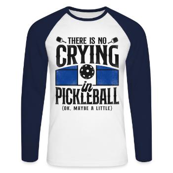 Pickleball Il n’y a pas de pleurs - T-shirt baseball manches longues Homme - blanc/marine - Devant - Nik (191cm)