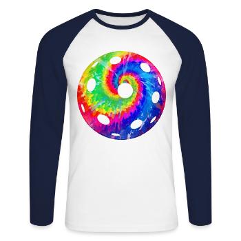 Pickleball Tie Dye Retro 80s 90s - Unisex Long Sleeve Baseball T-Shirt - white/navy - Front - Nik (191cm)