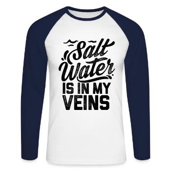 Salt Water Is In My Veins Scuba Diver Diving Snork - Unisex Baseballshirt langarm - Weiß/Navy - Vorne - Nik (191cm)