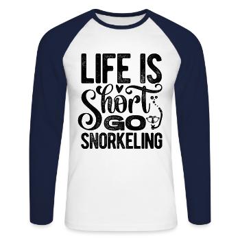 Life Is Short Go Snorkeling Scuba Diver Snorkeling - Unisex Baseballshirt langarm - Weiß/Navy - Vorne - Nik (191cm)