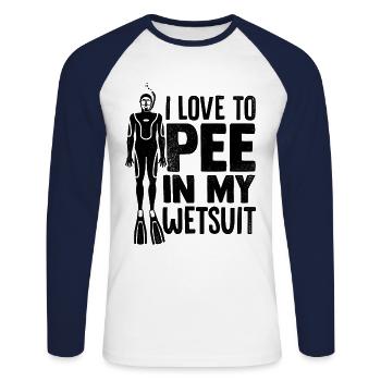 I Love To Pee In My Wetsuit Scuba Diver Diving Sno - Unisex Baseballshirt langarm - Weiß/Navy - Vorne - Nik (191cm)
