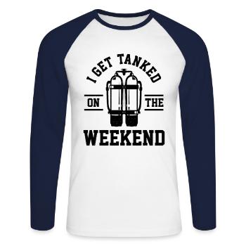 I Get Tanked On The Weekends Scuba Diver Diving Sn - Unisex Baseballshirt langarm - Weiß/Navy - Vorne - Nik (191cm)