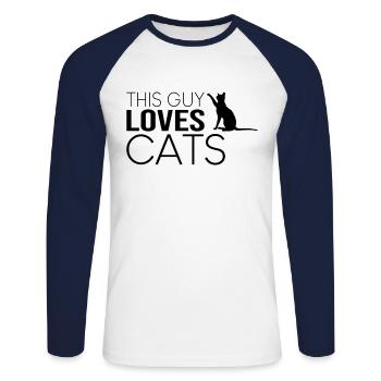 Type Cat Disant - T-shirt baseball manches longues Homme - blanc/marine - Devant - Nik (191cm)