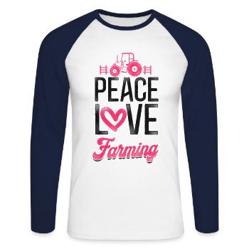 Farming Farmer Girl Tractor - Unisex Baseballshirt langarm - Weiß/Navy - Vorne - Nik (191cm)