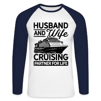 Husband And Wife Cruising Partners For Life Diver - Unisex Baseballshirt langarm - Weiß/Navy - Vorne - Nik (191cm)