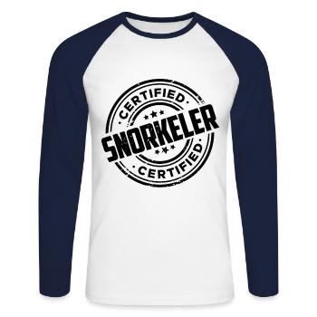 Certified Snorkeler Scuba Diver Diving Snorkeling - Unisex Baseballshirt langarm - Weiß/Navy - Vorne - Nik (191cm)