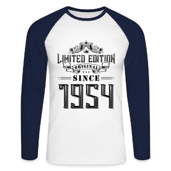 1954 limited edition - Unisex Long Sleeve Baseball T-Shirt - white/navy - Front - Nik (191cm)