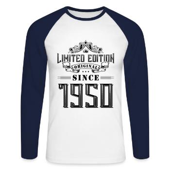 Édition limitée 1950 - T-shirt baseball manches longues Homme - blanc/marine - Devant - Nik (191cm)