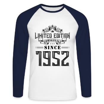 1952 limited edition - Unisex Long Sleeve Baseball T-Shirt - white/navy - Front - Nik (191cm)