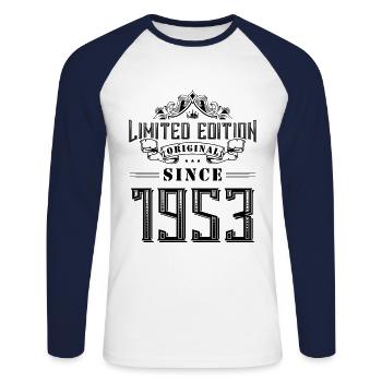 Édition limitée 1953 - T-shirt baseball manches longues Homme - blanc/marine - Devant - Nik (191cm)