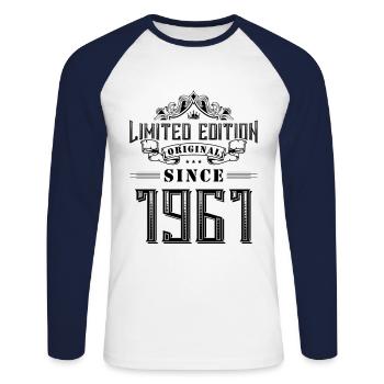 1961 limited edition - Unisex Long Sleeve Baseball T-Shirt - white/navy - Front - Nik (191cm)
