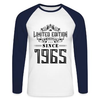 Édition limitée 1965 - T-shirt baseball manches longues Homme - blanc/marine - Devant - Nik (191cm)