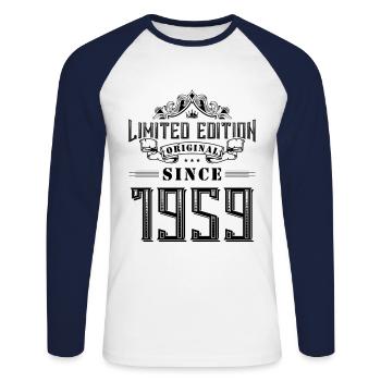 Édition limitée 1959 - T-shirt baseball manches longues Homme - blanc/marine - Devant - Nik (191cm)