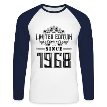 1968 Limited Edition - Unisex Long Sleeve Baseball T-Shirt - white/navy - Front - Nik (191cm)