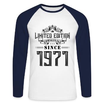 1971 Limited Edition - Unisex Long Sleeve Baseball T-Shirt - white/navy - Front - Nik (191cm)