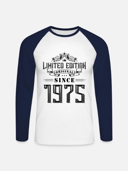 1975 limited edition - Unisex Long Sleeve Baseball T-Shirt - white/navy