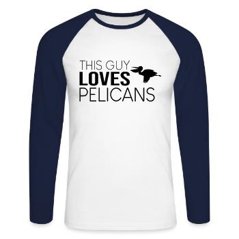 Type Pelikan Dicton - T-shirt baseball manches longues Homme - blanc/marine - Devant - Nik (191cm)