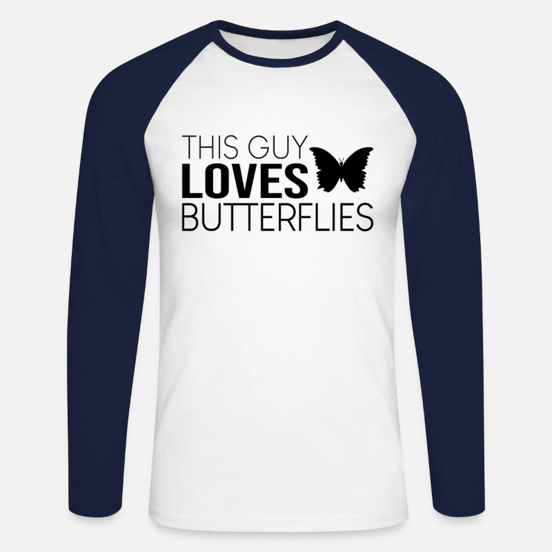 Typ Schmetterling Spruch - Unisex Baseballshirt langarm - Weiß/Navy
