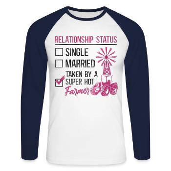Farming Farmer Girl Girlfriend - Unisex Baseballshirt langarm - Weiß/Navy - Vorne - Nik (191cm)