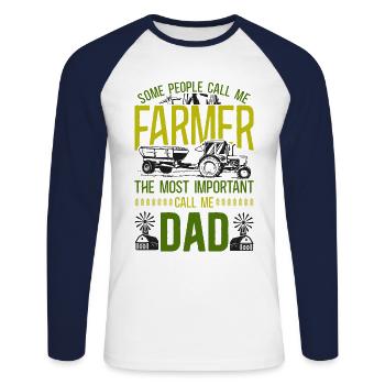 Farming Farmer Dad Father Tractor - Unisex Long Sleeve Baseball T-Shirt - white/navy - Front - Nik (191cm)