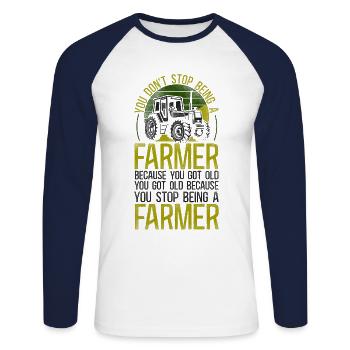 Farming Farmer Retired Grandpa - Unisex Long Sleeve Baseball T-Shirt - white/navy - Front - Nik (191cm)