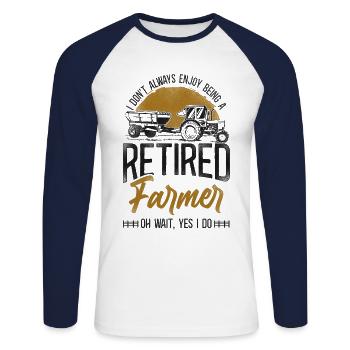 Farming Farmer Retired Tractor - Unisex Long Sleeve Baseball T-Shirt - white/navy - Front - Nik (191cm)