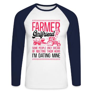 Farming Farmer Girl Tractor Farmer - Unisex Baseballshirt langarm - Weiß/Navy - Vorne - Nik (191cm)