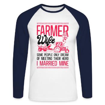 Farming Farmer Wife Tractor Farmer - Unisex Baseballshirt langarm - Weiß/Navy - Vorne - Nik (191cm)