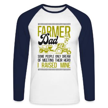 Farming Farmer Dad Father Tractor - Unisex Long Sleeve Baseball T-Shirt - white/navy - Front - Nik (191cm)
